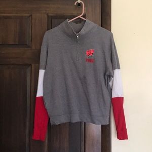 PINK Wisconsin Badgers Sequence Quarter Zip Crew